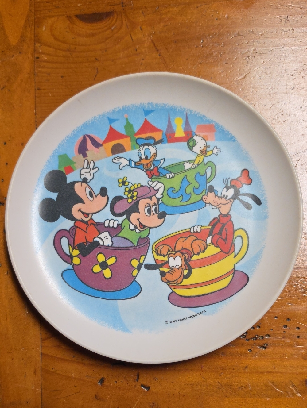Vintage 1960s Disney Teacup Ride Melamine Plate